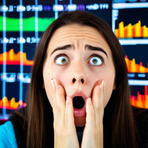Home 4 Shocked Reaction/Surprise**
"Close-up shot of a young woman with a shocked expression, eyes wide, hand slightly raised to her mouth in surprise. Background blurred, showcasing a computer screen with chaotic data/graphs. Bold, legible text overlay: 'I CAN'T BELIEVE IT!' Vibrant colors, high contrast. perfect anatomy, correct proportions, well-formed hands, proper finger count, natural body proportions, professional, safe for work, appropriate content, fully clothed, modest clothing, appropriate attire."
**